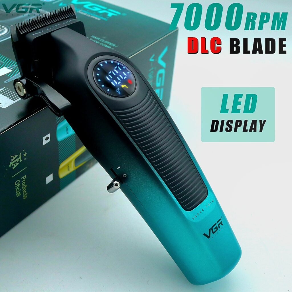 Green VGR 196 Professional Hair Clipper with LED display and DLC blade