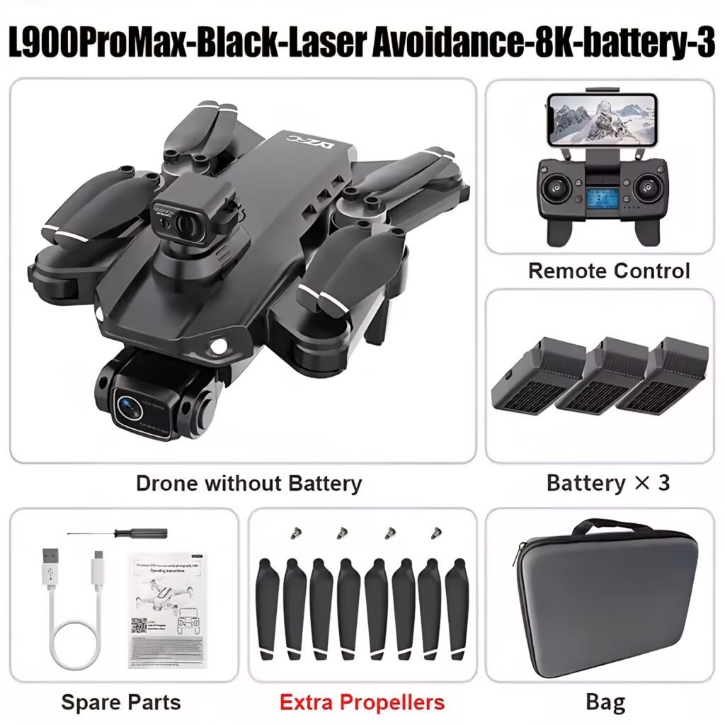 Xiaomi Mijia L900 PRO MAX black GPS drone professional kit with extra propellers