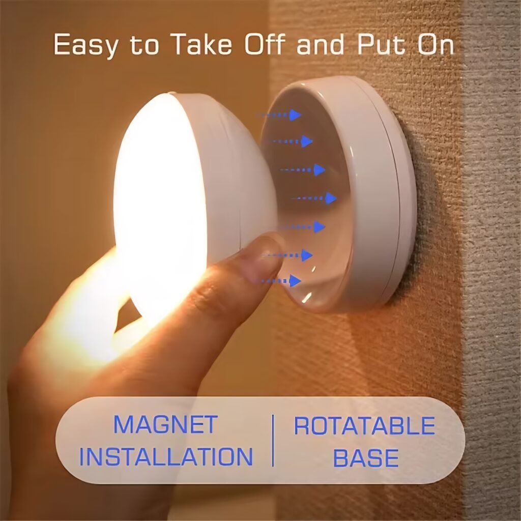 Magnetic wireless LED night light for bedroom wall