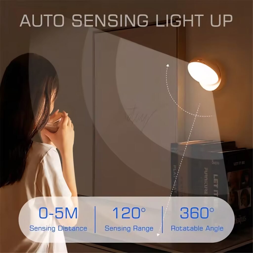 Automatic motion sensor night light sensing range