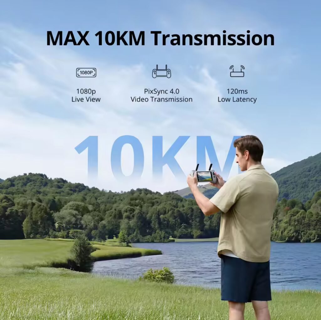 Demonstrating the max 10km transmission range of the Potensic ATOM 2 drone