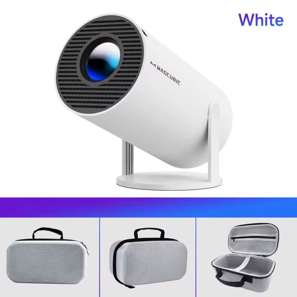 Magcubic HY300 projector color options grey white with carrying case
