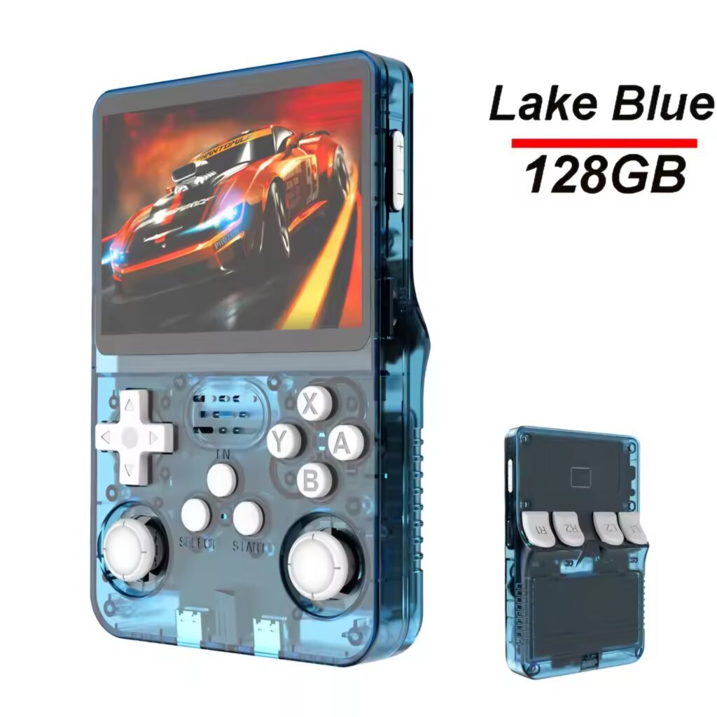 R36S portable game console lake blue cyan 128GB