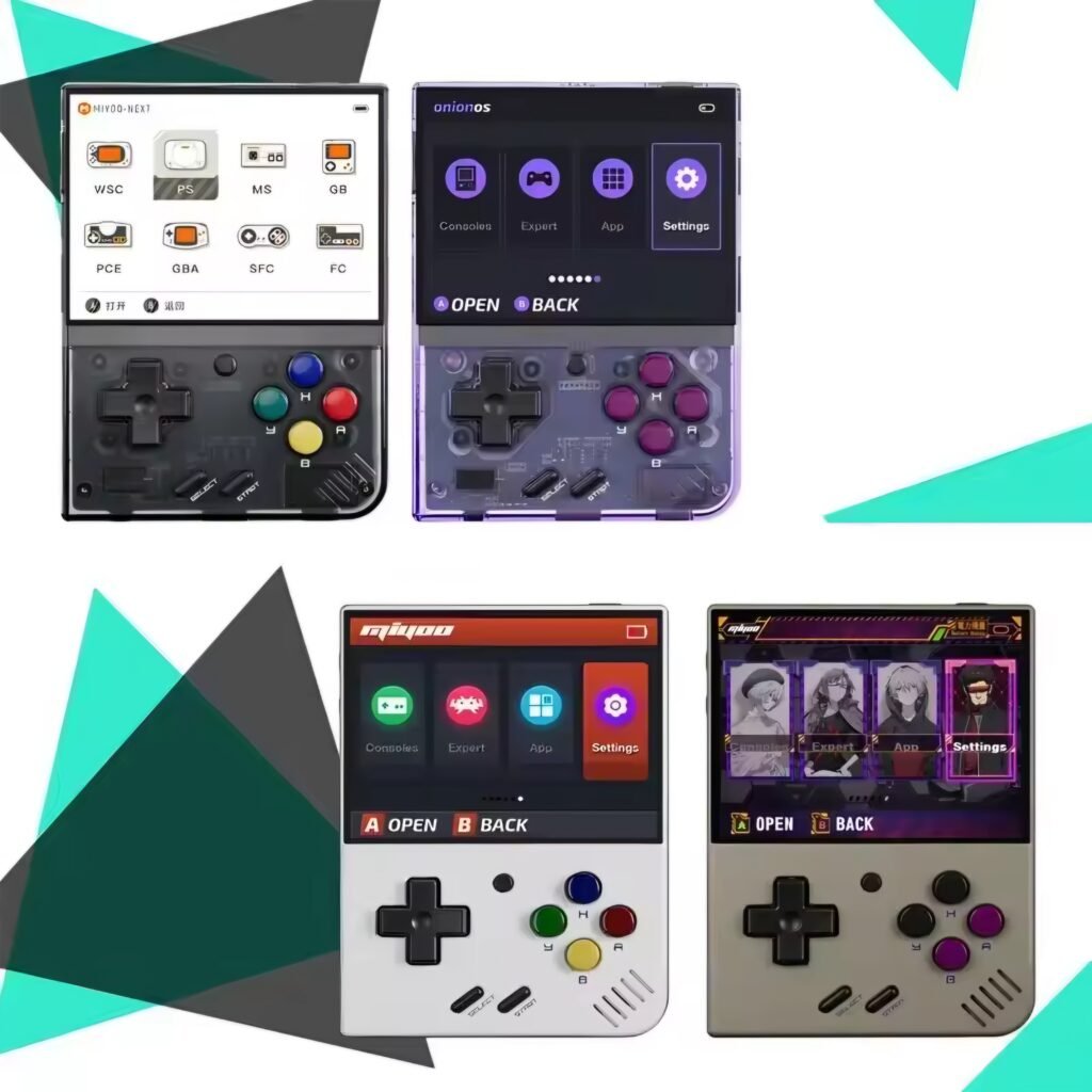 Miyoo Mini Plus available colors purple white and grey