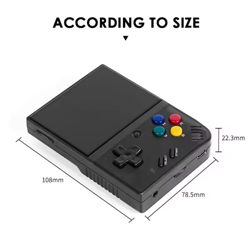 Miyoo Mini Plus black size dimensions and pocket friendly design