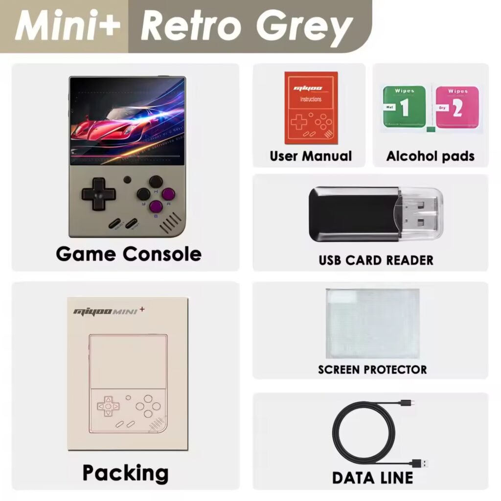 Miyoo Mini Plus available colors purple white and grey