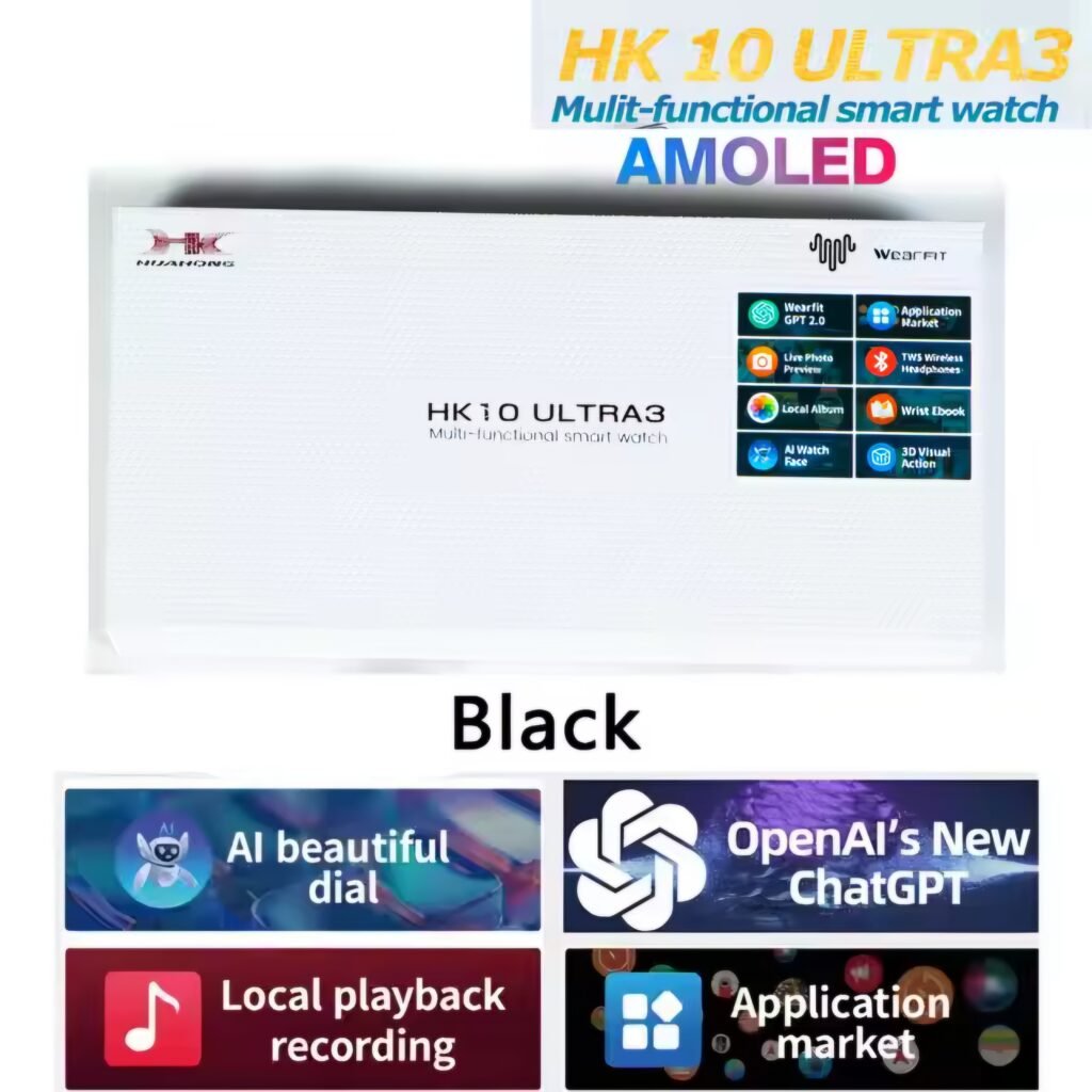 HK9 Ultra 2 Max black edition AMOLED screen smartwatch