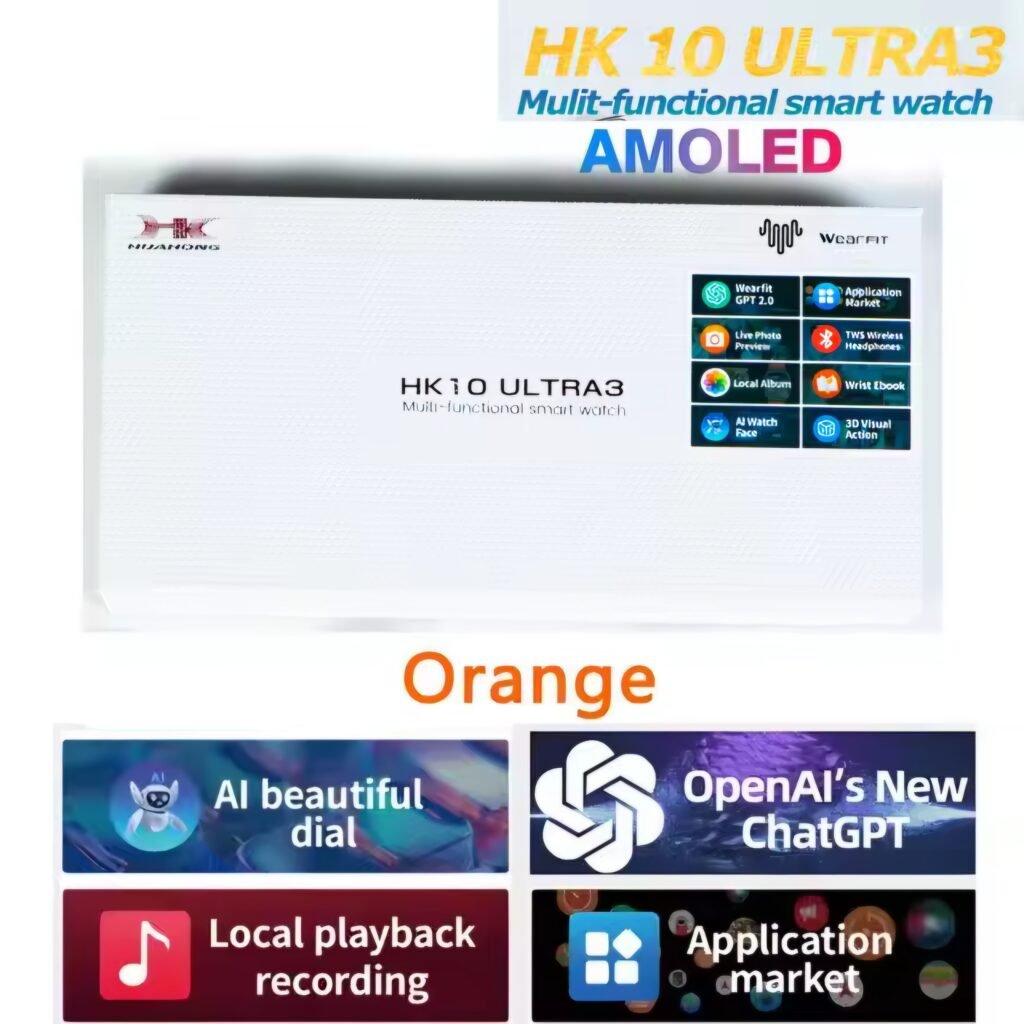 HK9 Ultra 2 Max orange strap smart watch box view
