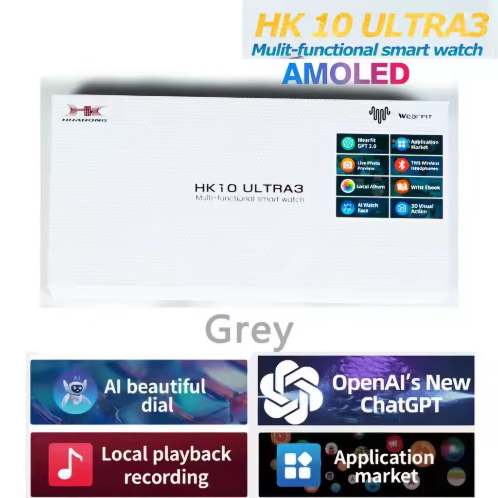 HK9 Ultra 2 Max grey color AMOLED smartwatch packaging