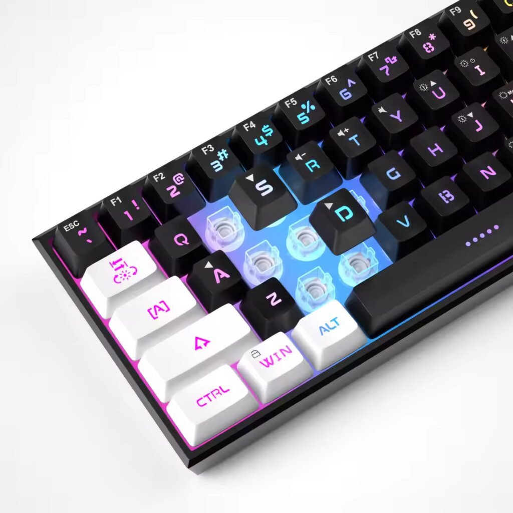 Typing on MageGee 60% compact gaming keyboard 61 keys layout