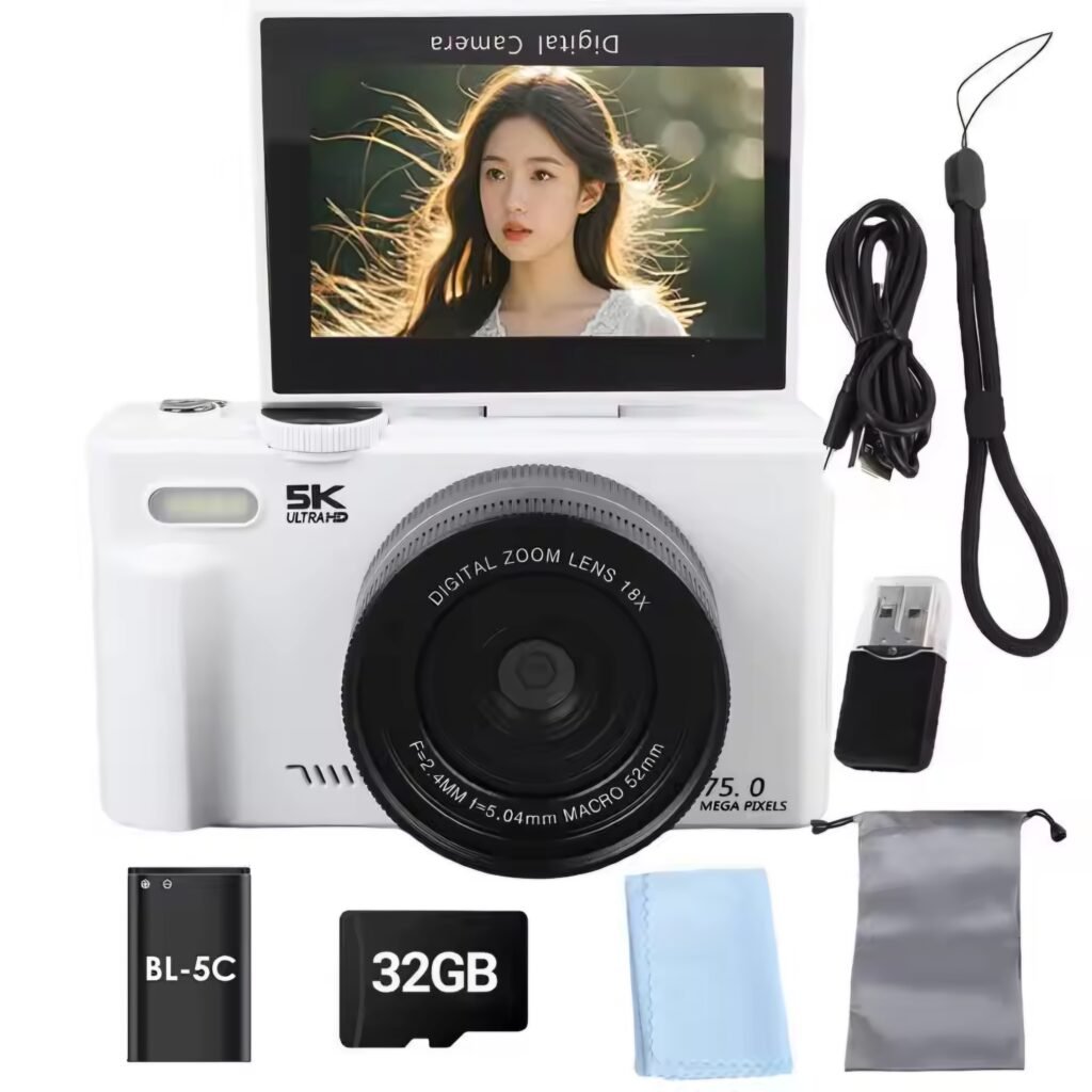 5K vlogging camera white edition with battery and charge