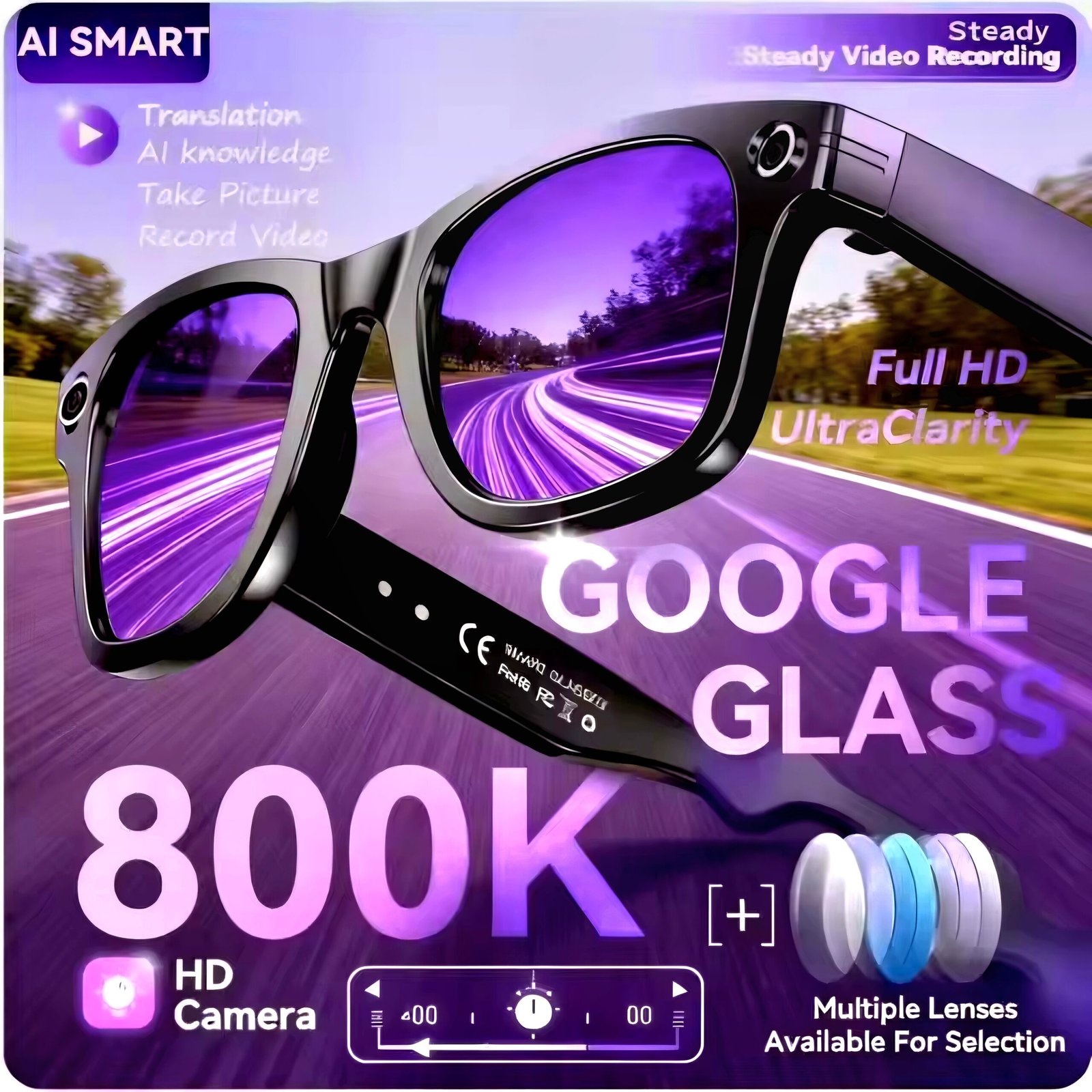 AI smart camera glasses with video recording and translation feature