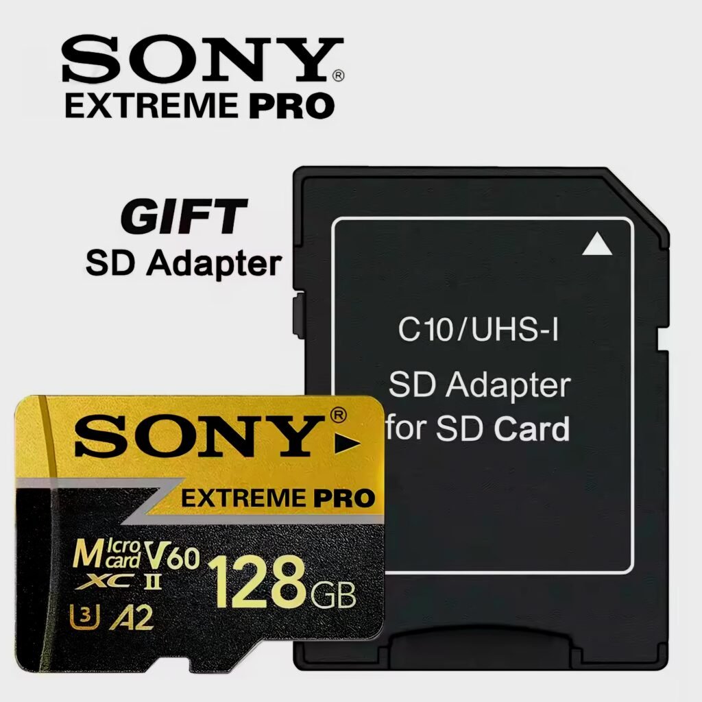 128GB micro SD card with SD adapter for cameras