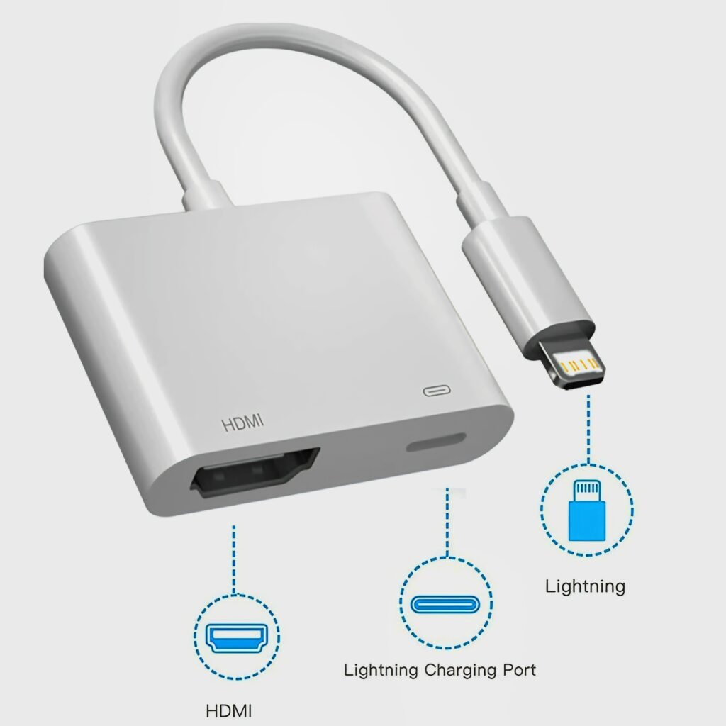 Lightning to HDMI adapter ports layout charging and HDMI