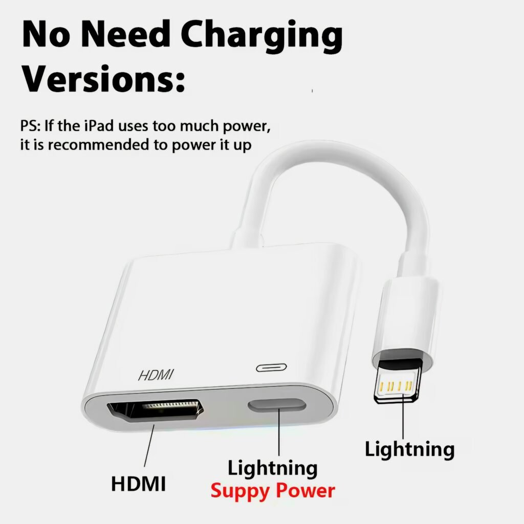 iPhone HDMI adapter no need charging version difference