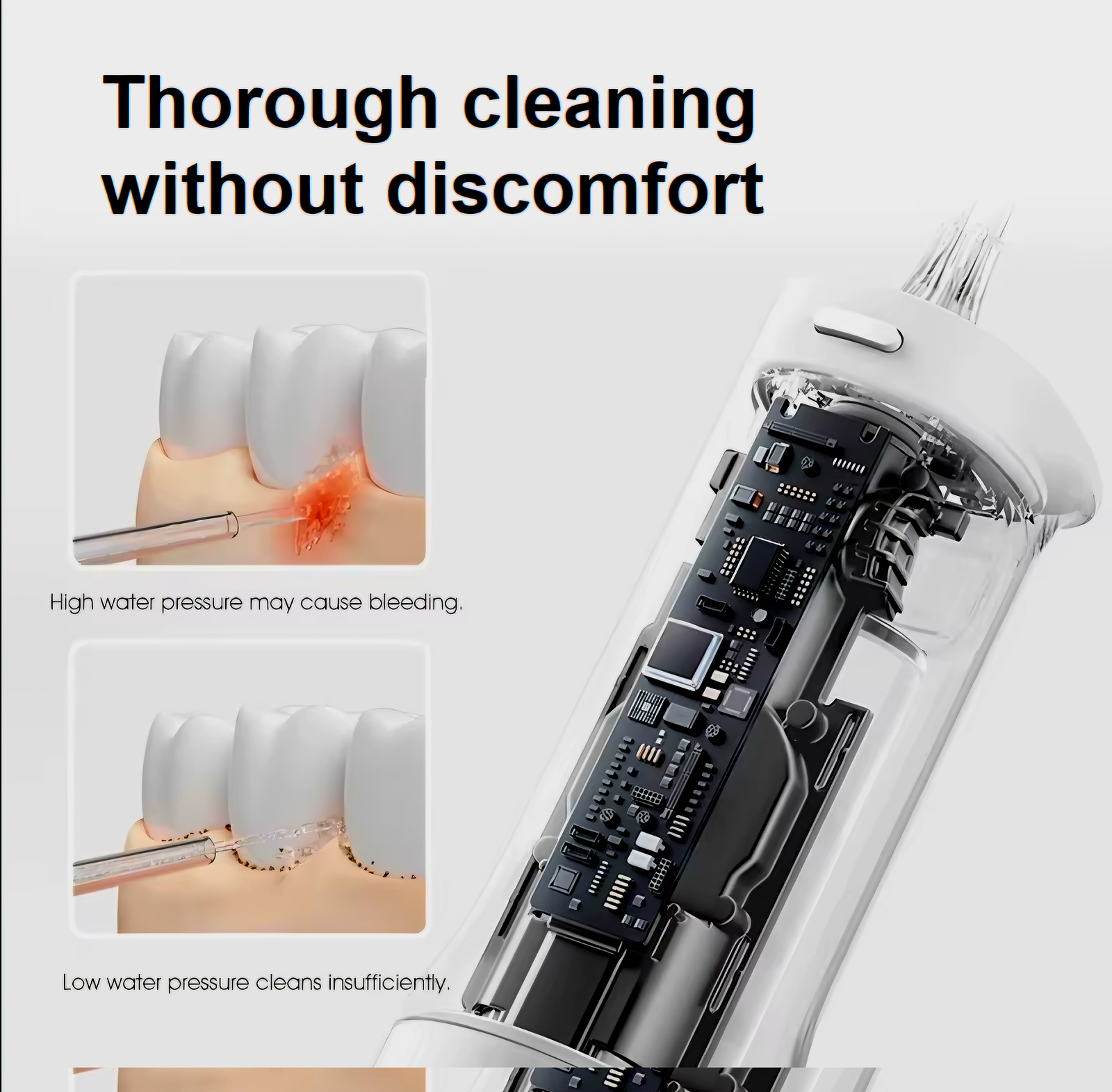 Cross-section showing the internal motor for thorough cleaning in the Xiaomi Mijia Oral Irrigator 2