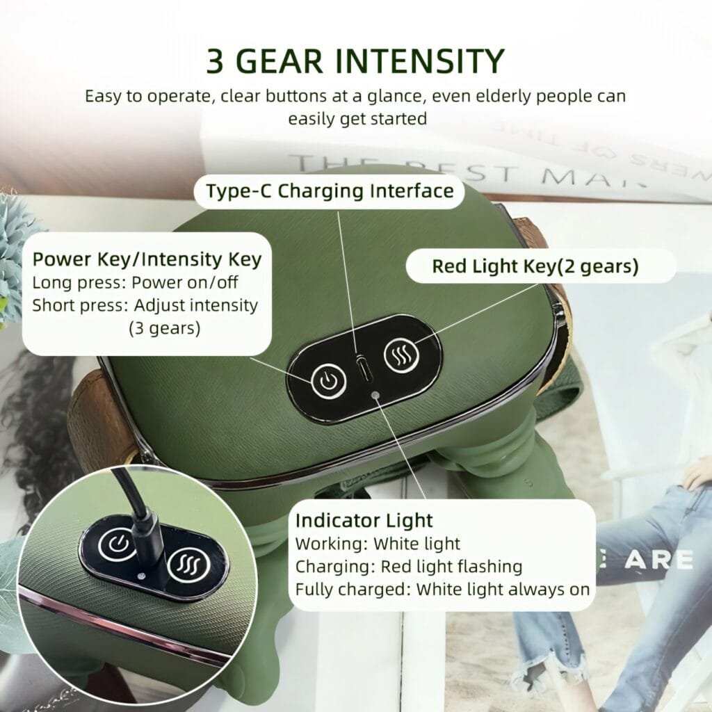 Hand-shaped Trapezius Massager 3 gear intensity levels and Type-C charging interface