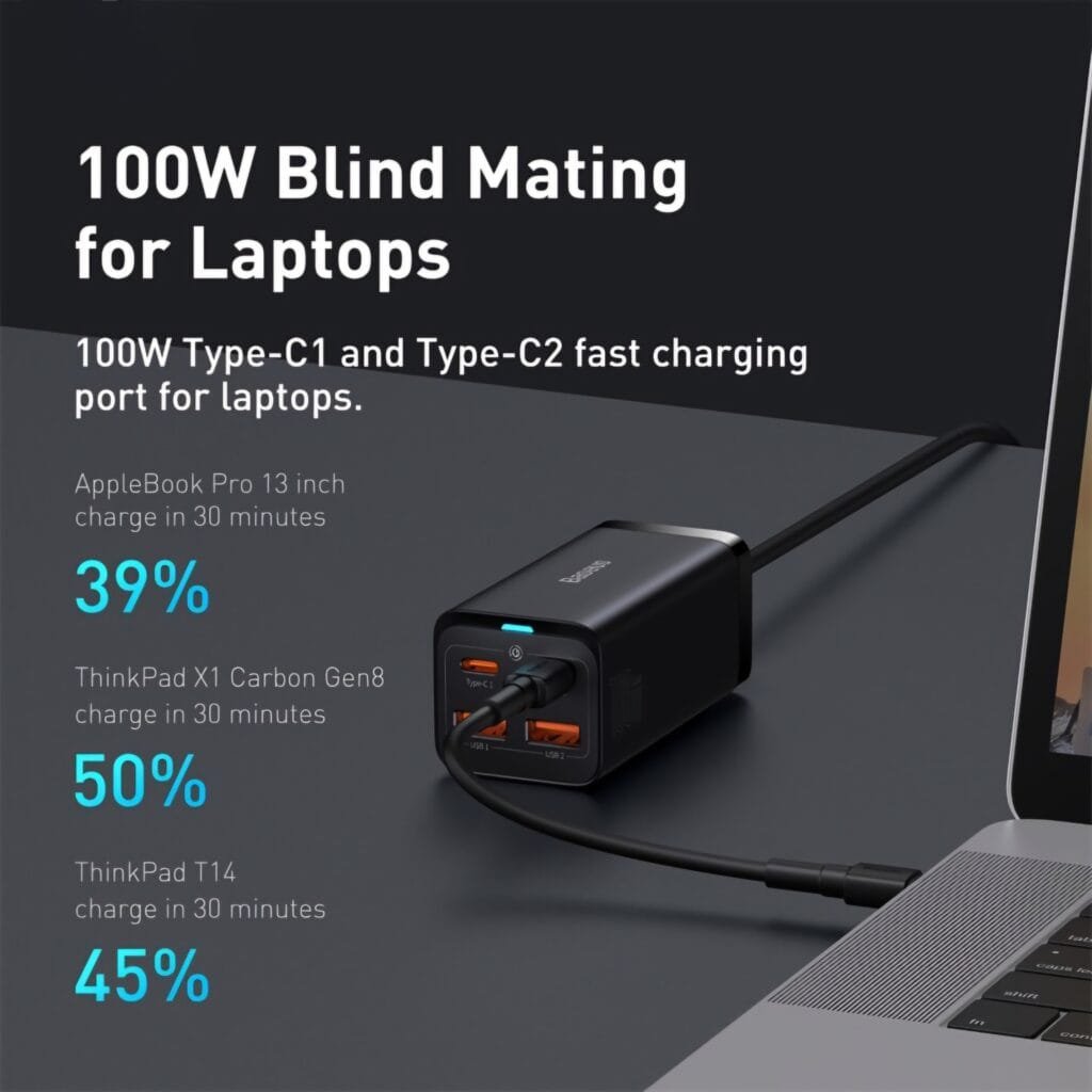 Baseus GaN3 Pro 100W Review: Fast charging a laptop with 100W blind mating Type-C port