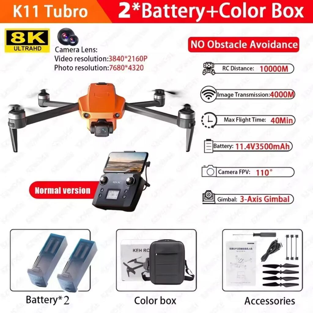 K11 Turbo Drone Review: Orange color variant with 2 batteries for fishing delivery