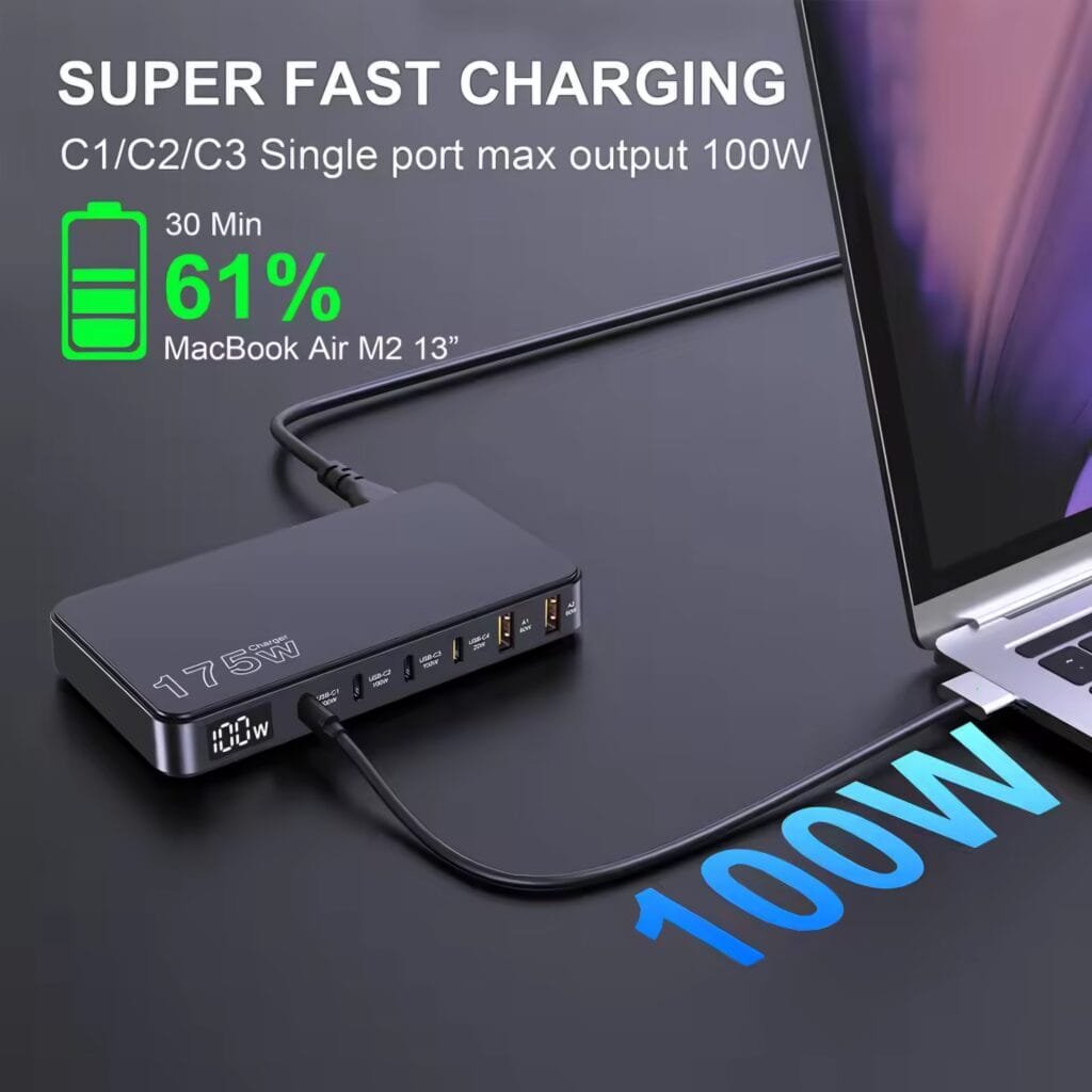 Ueetop 175W GaN Charger Review: 100W super fast charging test for MacBook Air M2
