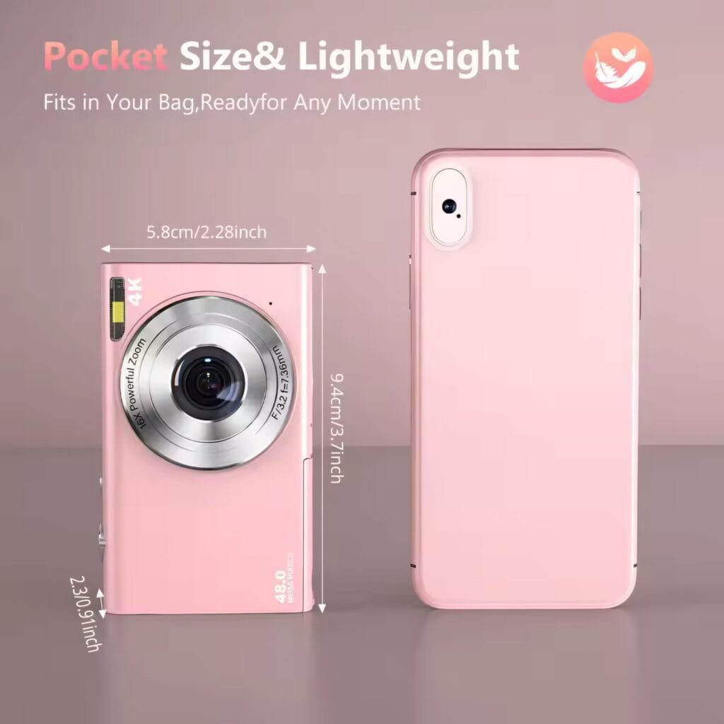 48MP Digital Camera Review: Pocket-sized and lightweight design compared to a smartphone