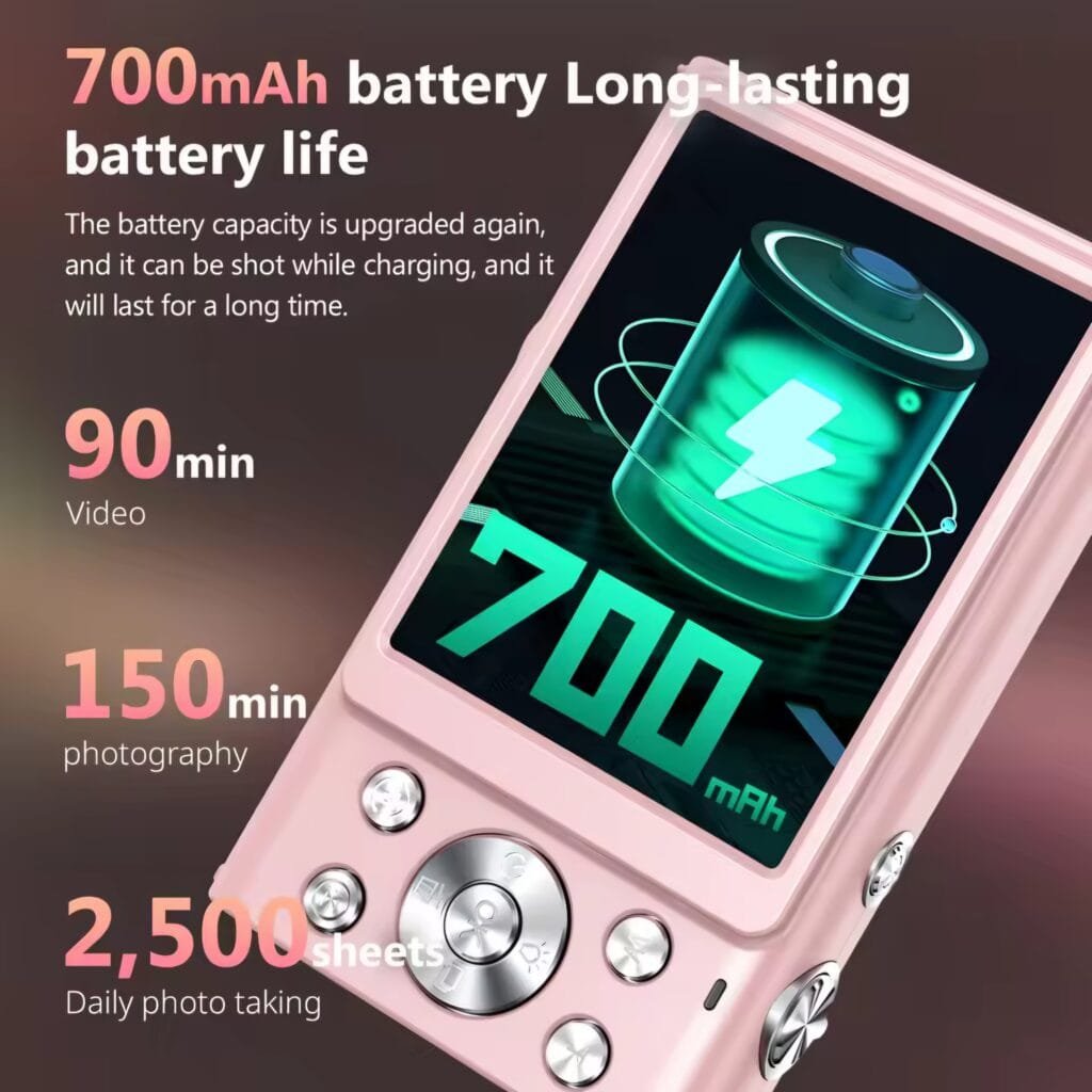 48MP Digital Camera Review: 700mAh long-lasting rechargeable battery life