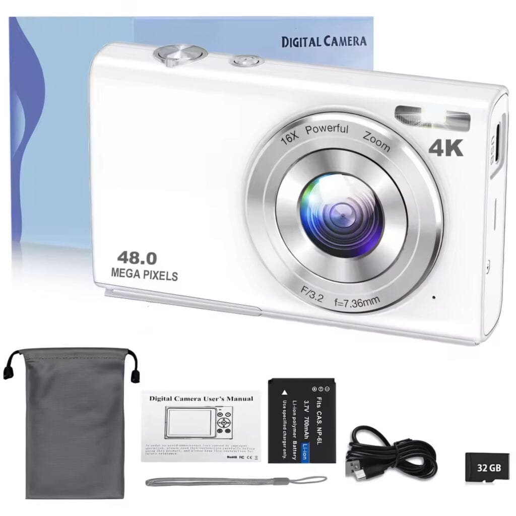 4K Digital Camera Review: White color option with 16x digital zoom features