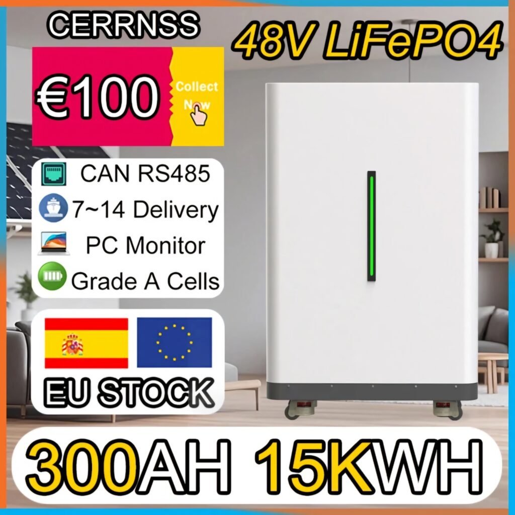 CERRNSS 48V 300Ah LiFePO4 battery 15kWh solar storage system