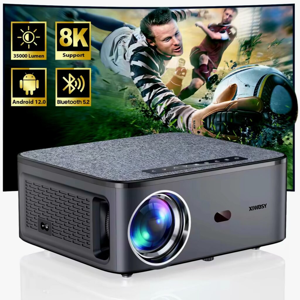XIWBSY T08 Projector front view with Android 12 and 8K support
