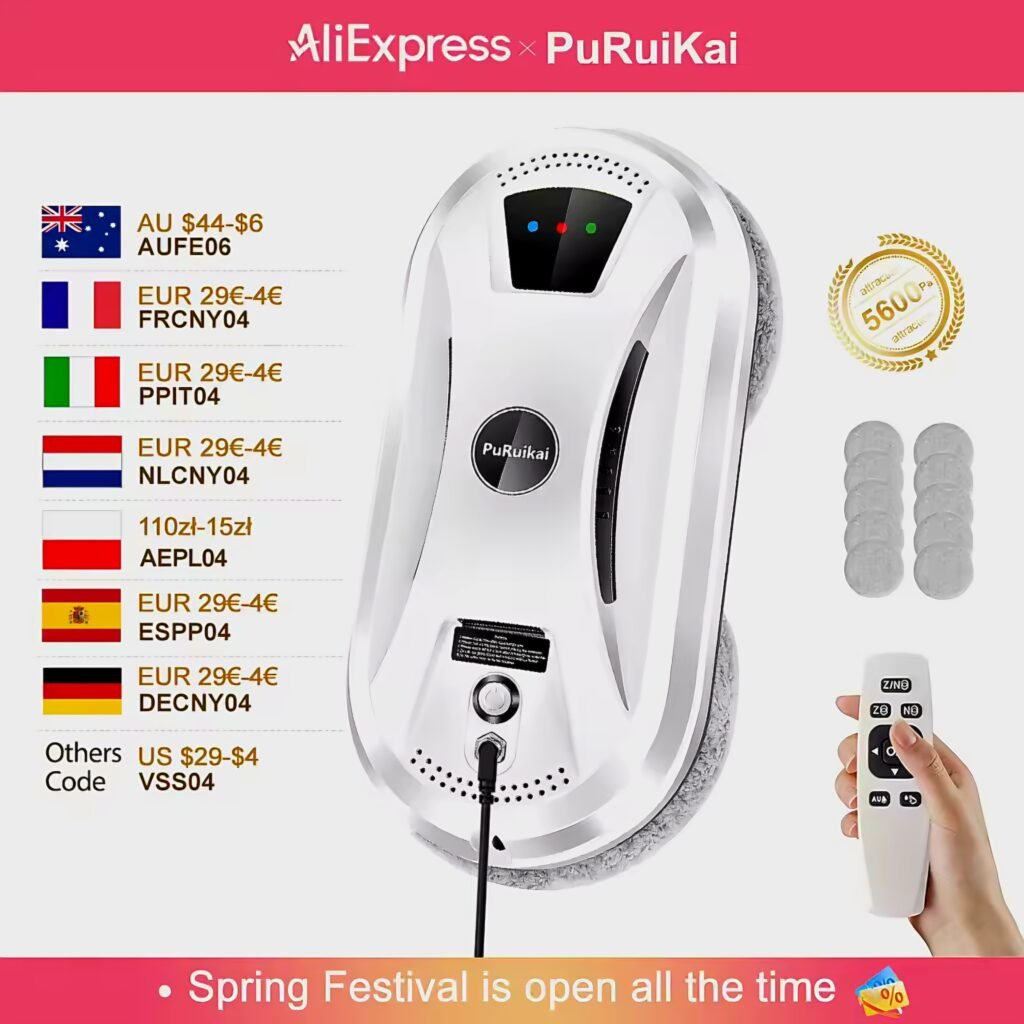 White PuRuiKai Ultra Thin Window Cleaning Robot with remote control review