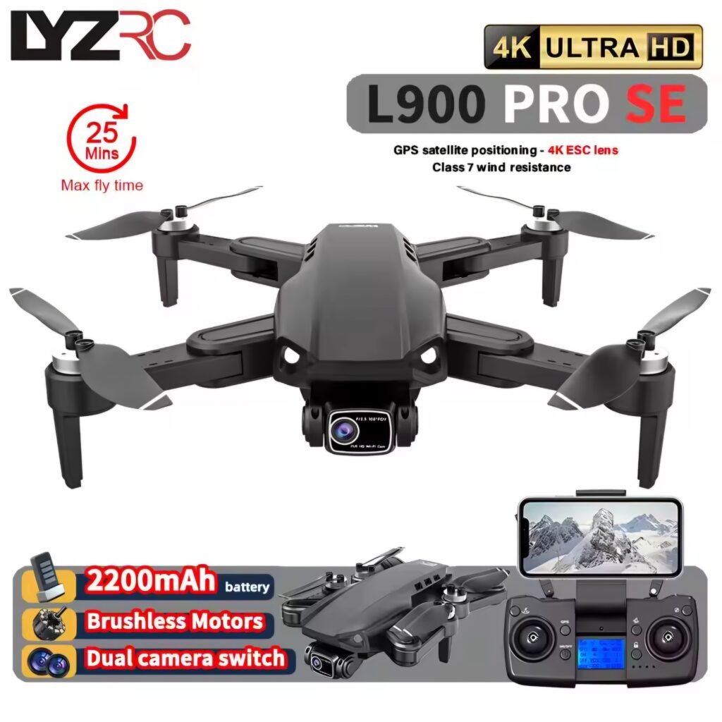 Black LYZRC L900 Pro SE MAX GPS Drone with remote controller