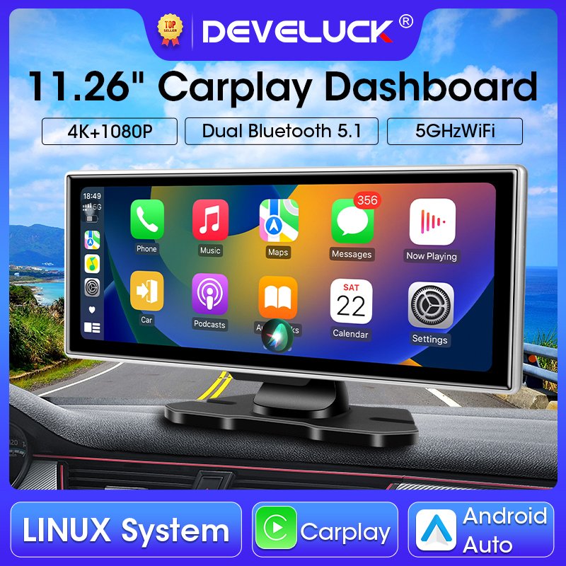 Develuck 11.26 inch dash cam wireless carplay screen review