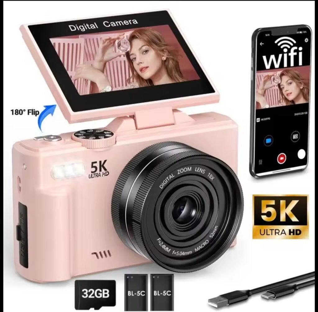Amorus 5K digital vlogging camera with 180 degree flip screen review