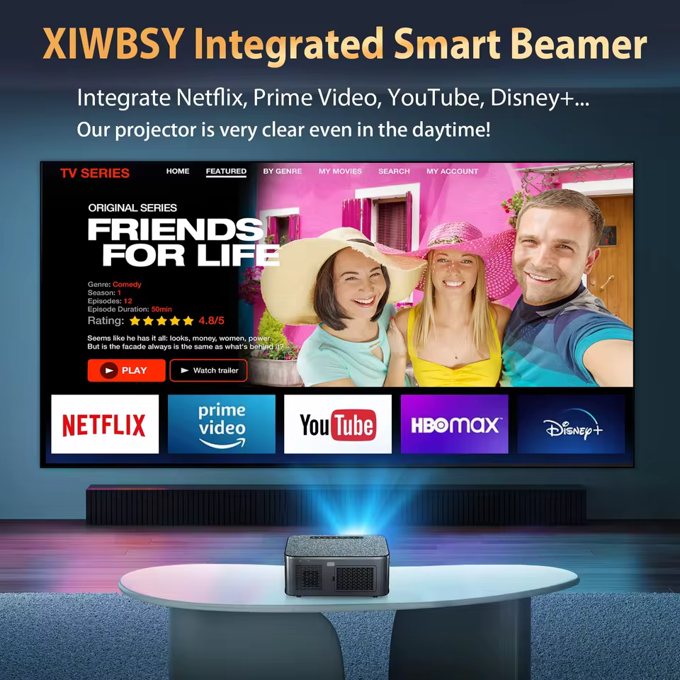 XIWBSY Magcubic HY350Max smart beamer with integrated Netflix YouTube and Prime Video apps