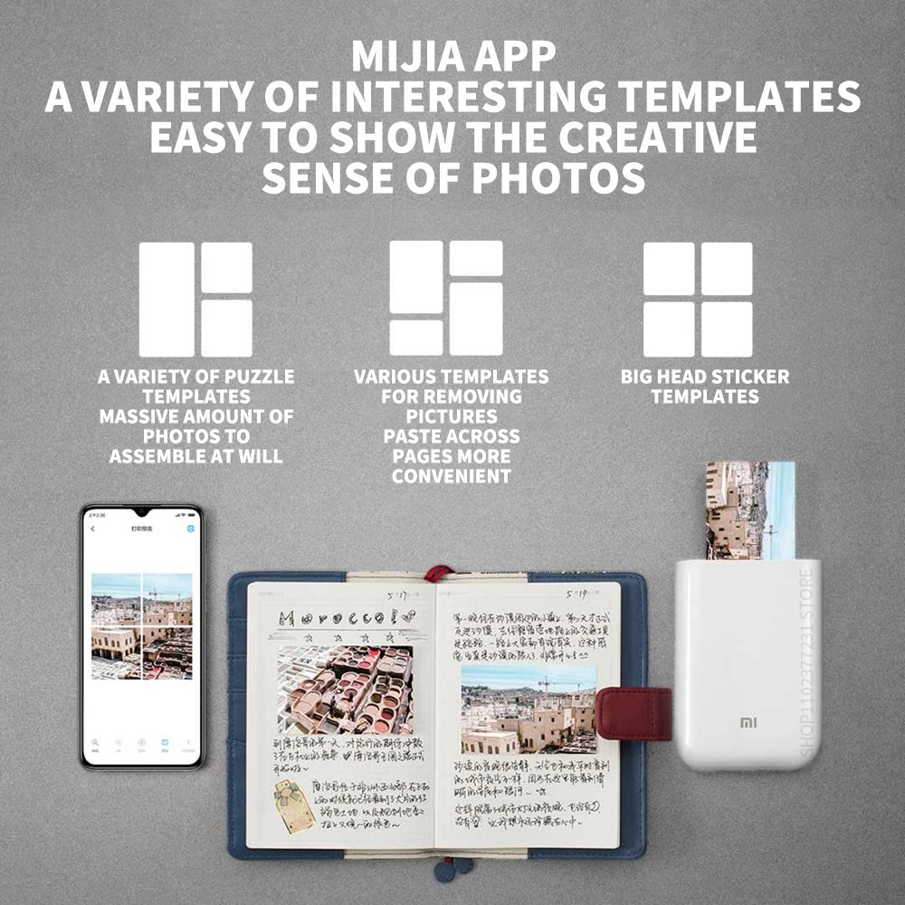 Mijia app showcasing photo templates