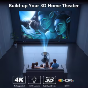 XIWBSY 4K projector 3D home theater experience with Avatar movie on big screen