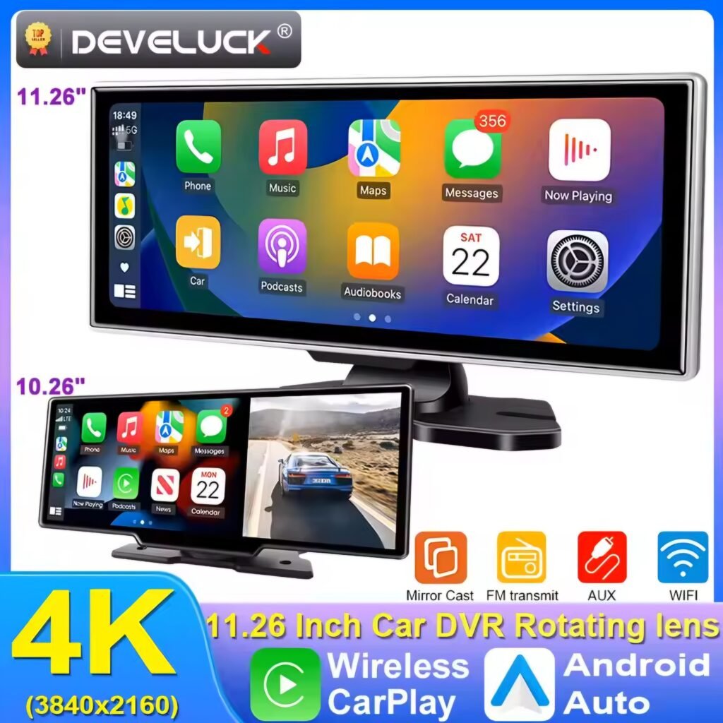 Develuck 11.26 inch dash cam wireless carplay screen review
