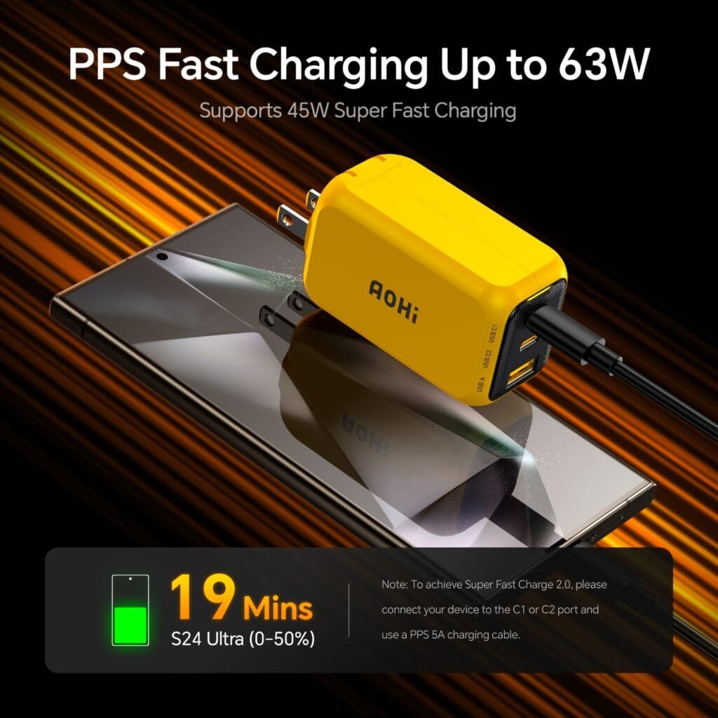 AOHI 65W GaN Charger Review: PPS fast charging up to 63W for Samsung devices