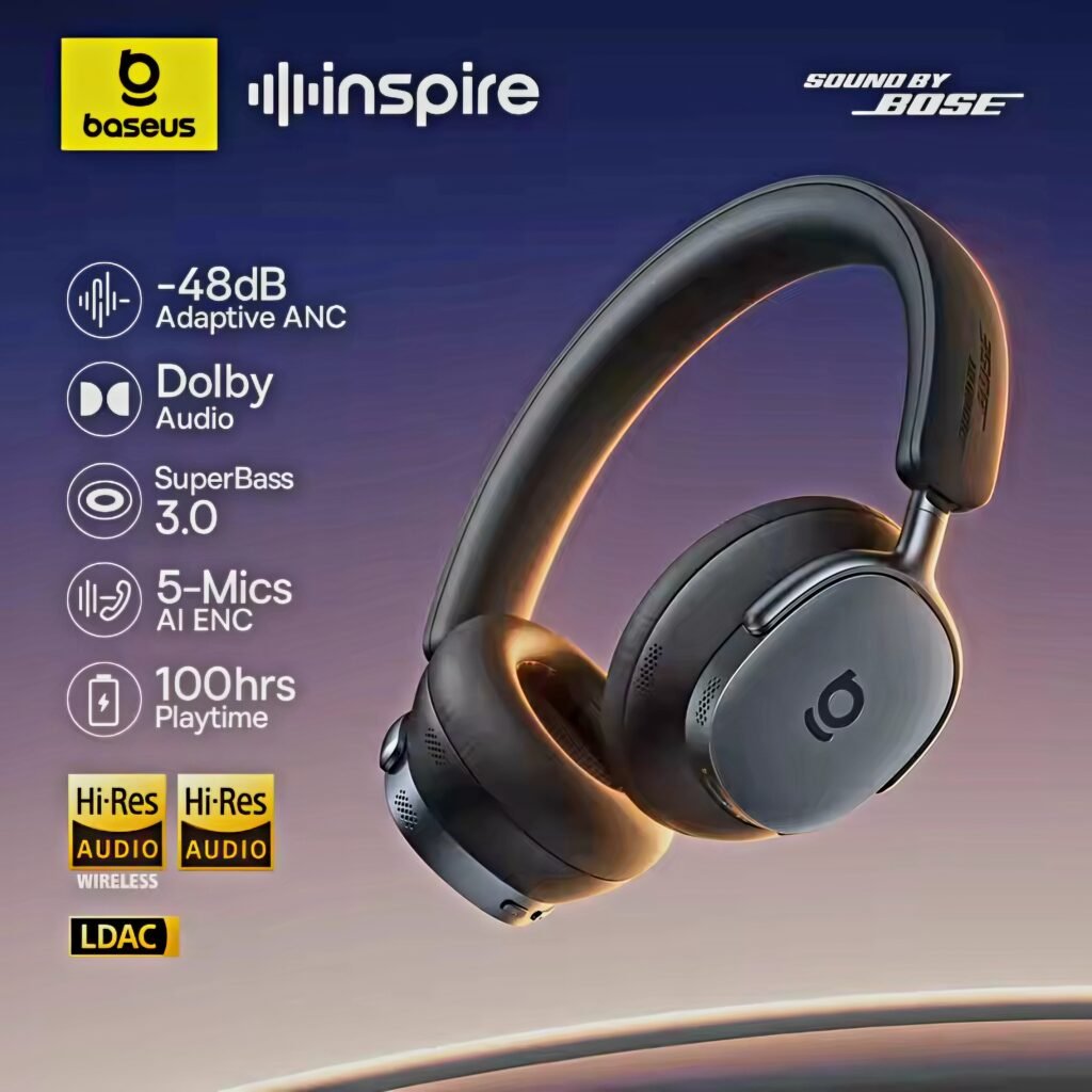 Baseus Inspire XH01 Sound by Bose headphones with powerful bass and -48dB adaptive ANC