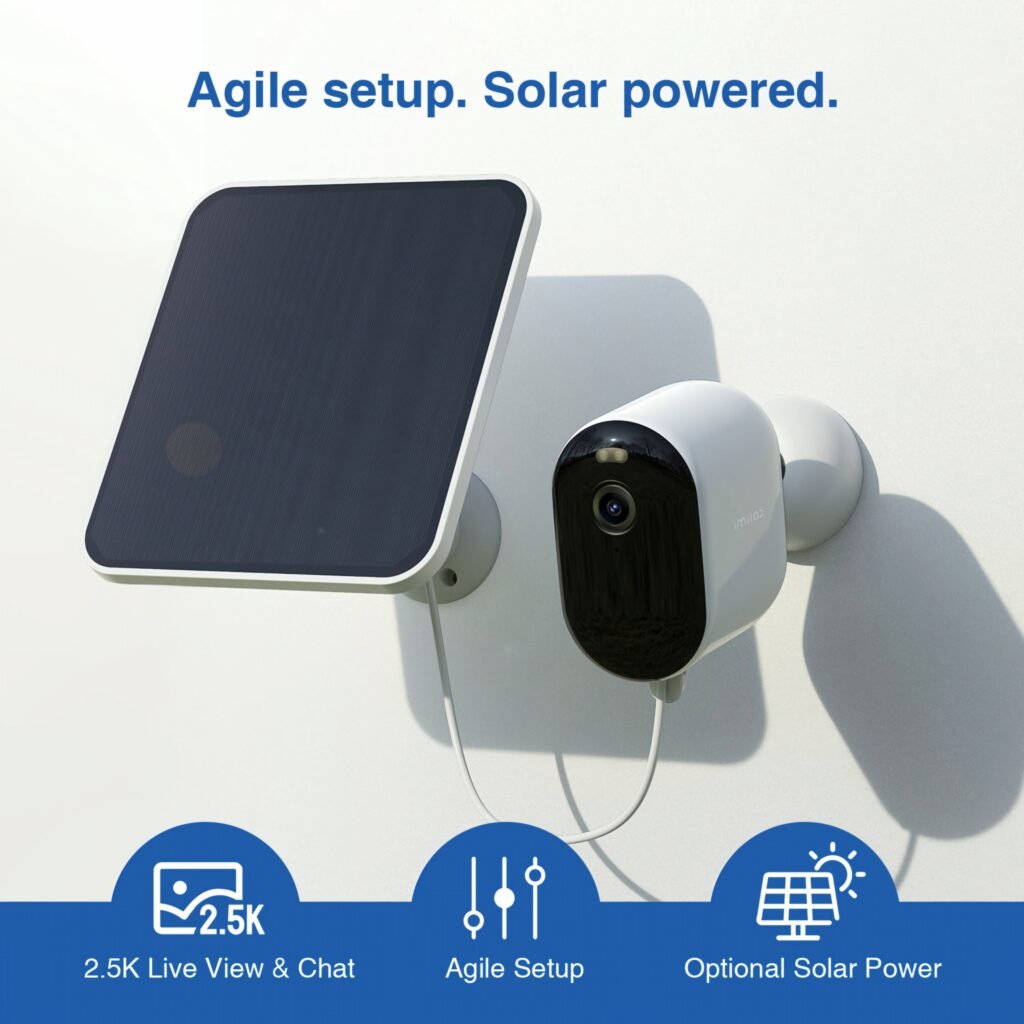 IMILAB EC4 solar powered security camera and solar panel setup