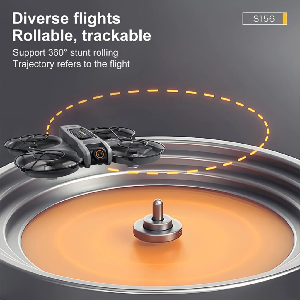 The S156 drone highlighting its easy one-touch takeoff and landing controls, making it suitable for beginners.