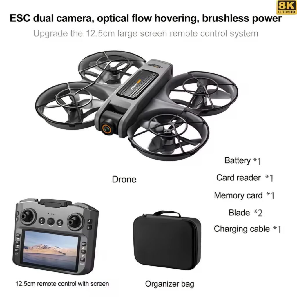 The complete S156 Drone review package in black, featuring three batteries for maximum flight time
