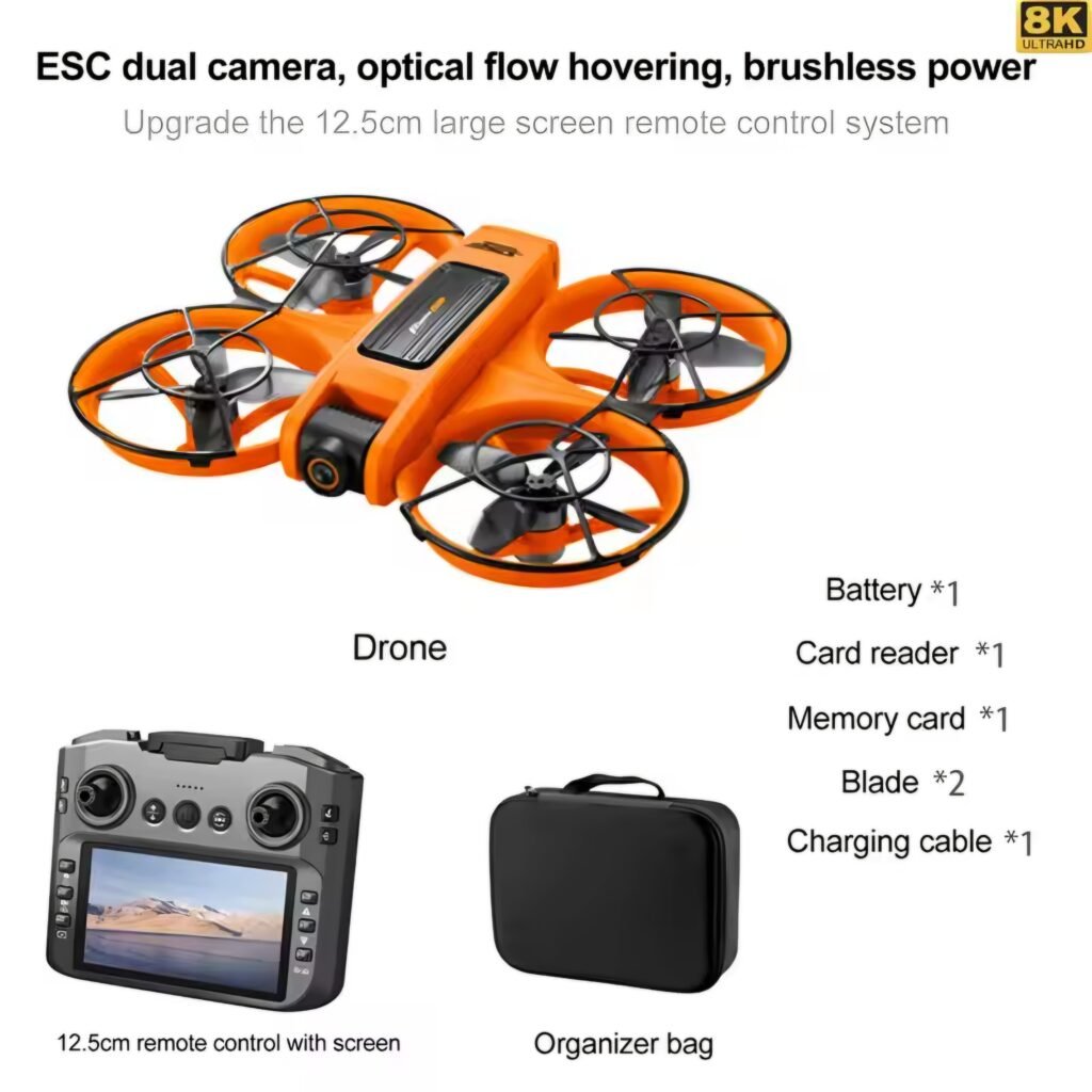 The orange S156 Drone kit available on AliExpress with two batteries, as recommended in the buying guide