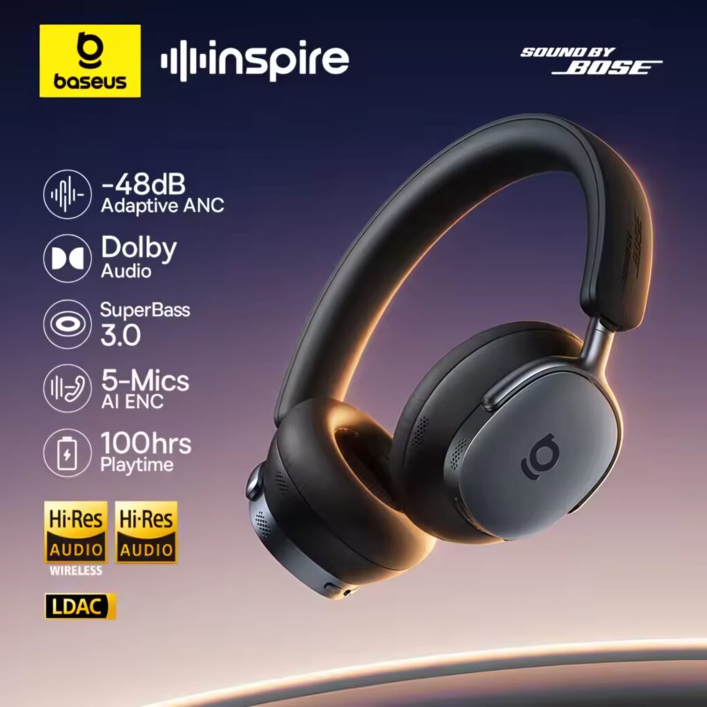 Baseus Inspire XH01 Sound by Bose headphones with powerful bass and -48dB adaptive ANC