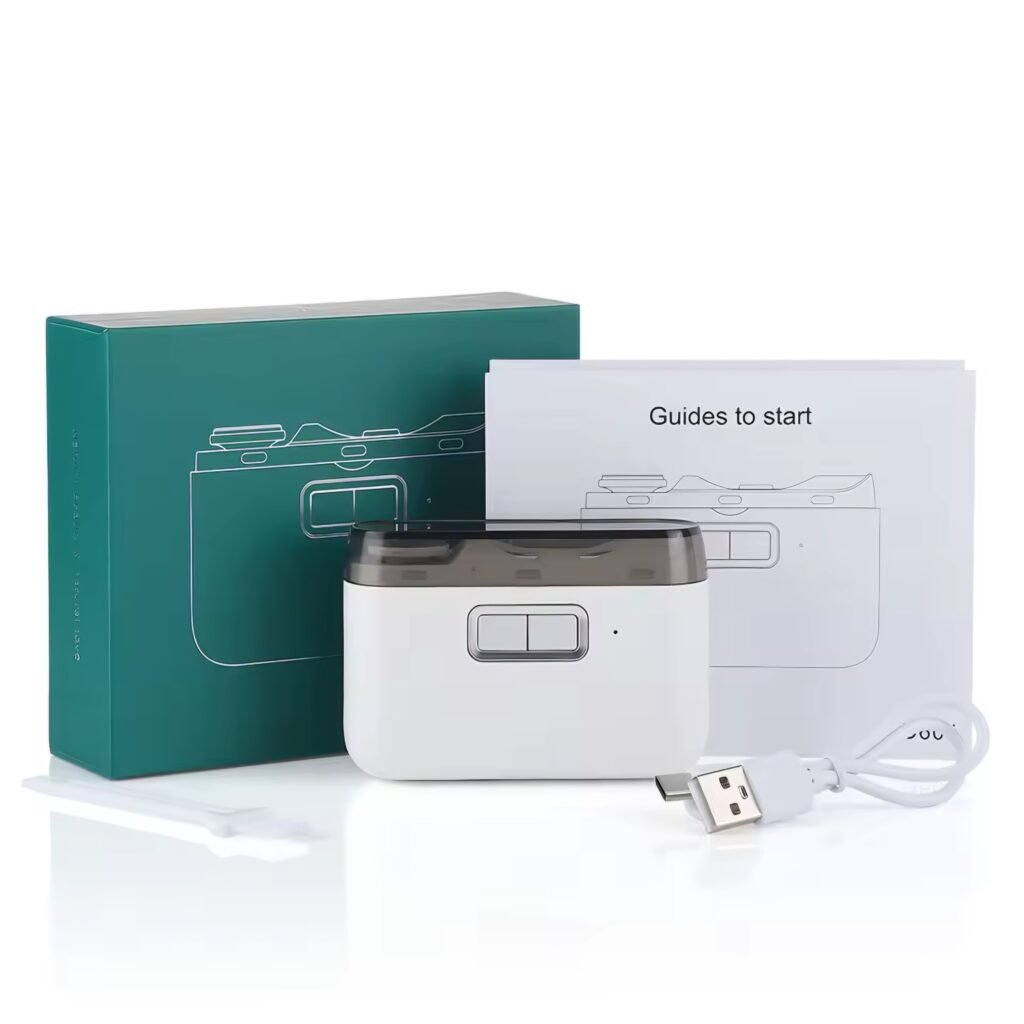 Electric nail clipper kit with accessories and packaging