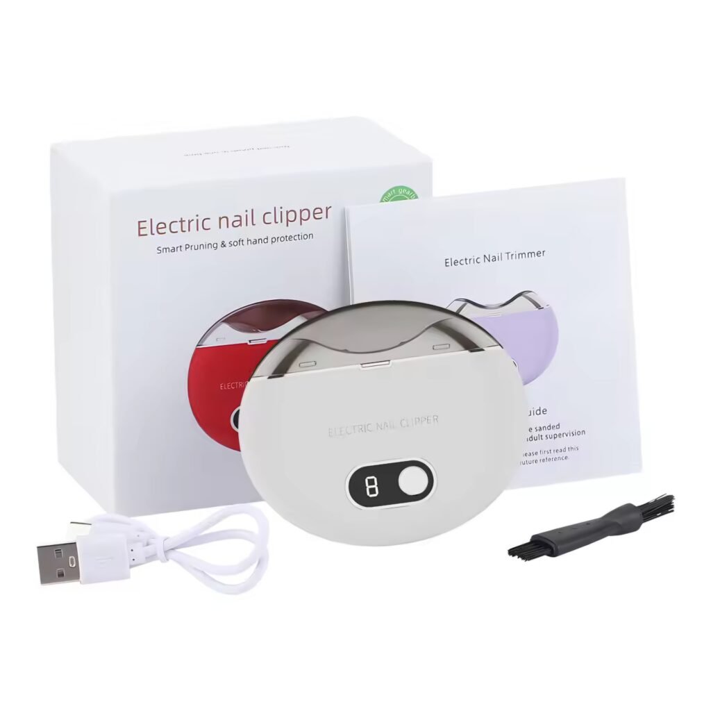 Rechargeable electric nail clipper with USB cable and packaging box