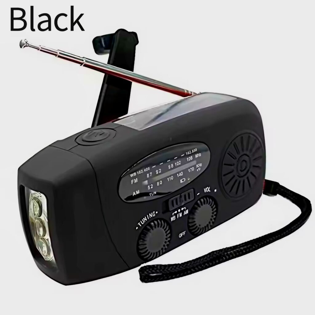 Black Survival Emergency Radio with LED Flashlight
