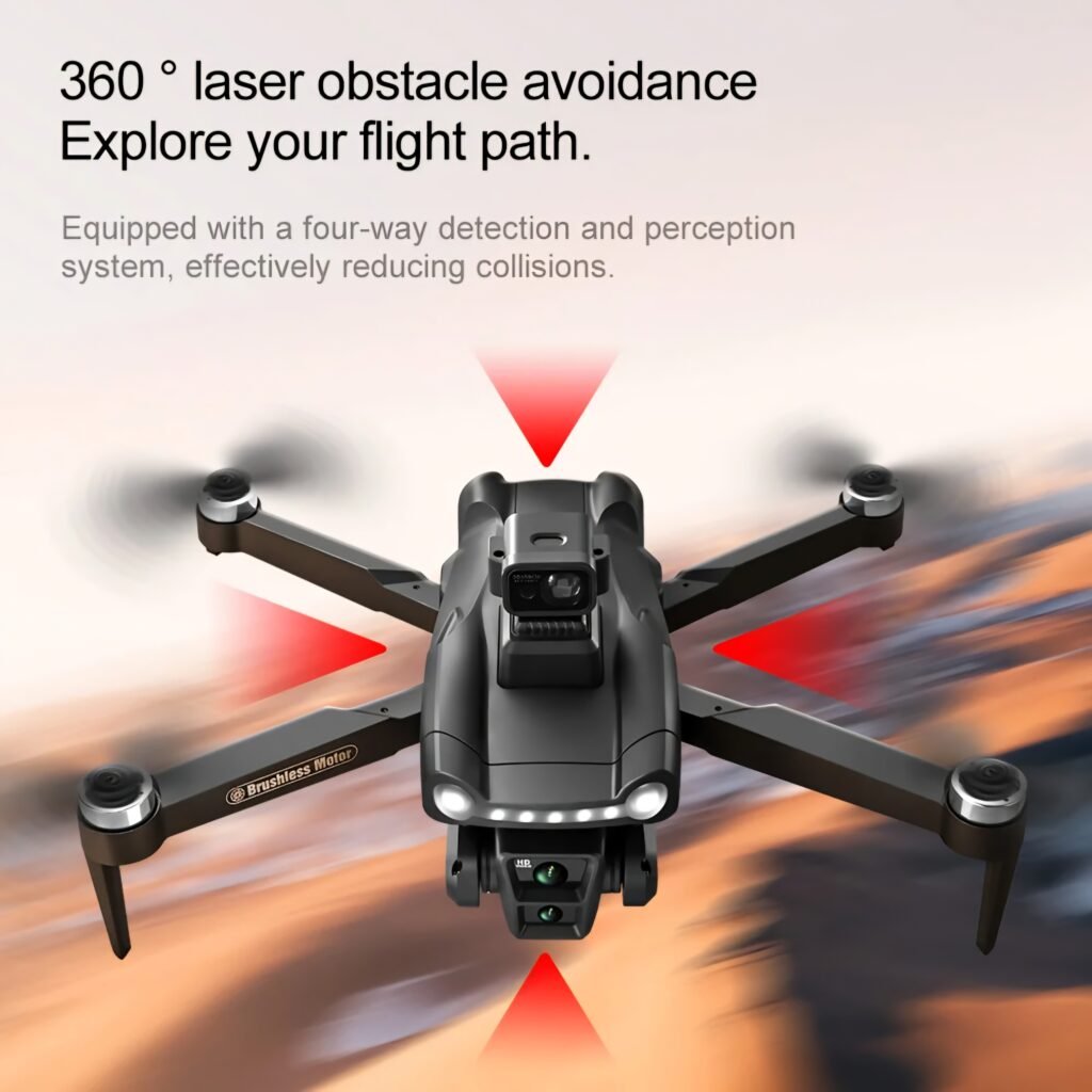 V198 Max drone displaying 360 degree laser obstacle avoidance sensor to prevent collisions