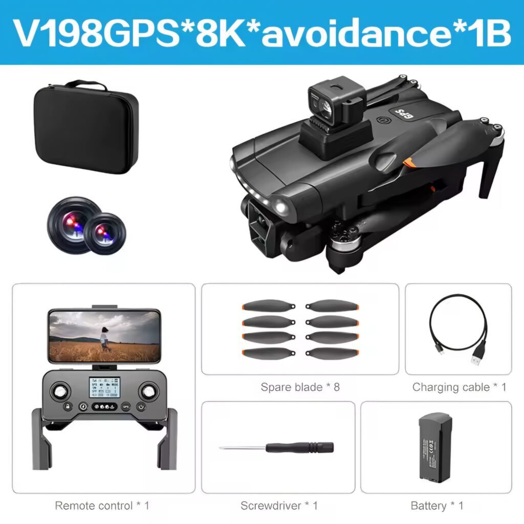 V198 GPS drone obstacle avoidance version with 1 battery and accessories