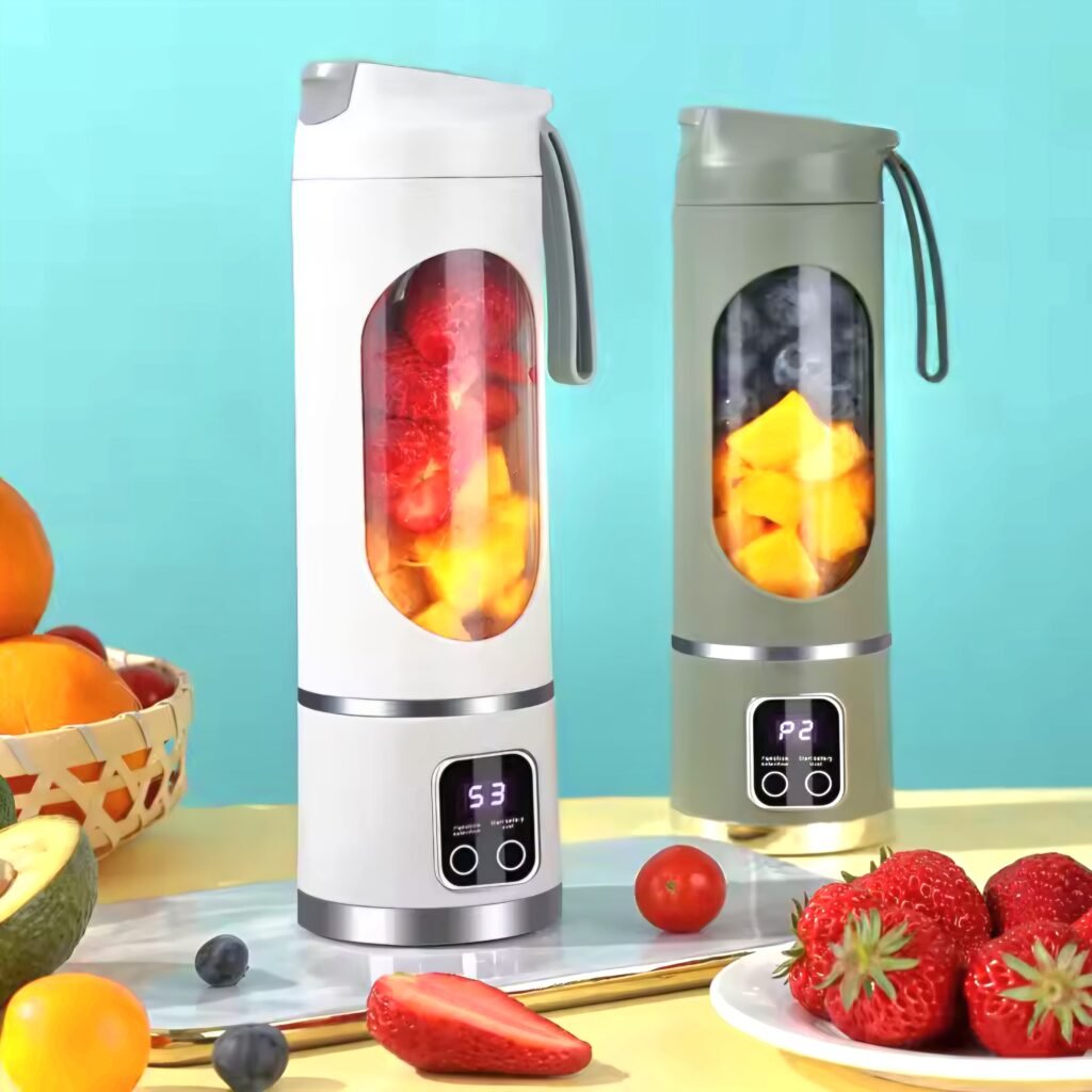 Side by side view of white and grey HS-860 portable juicer models